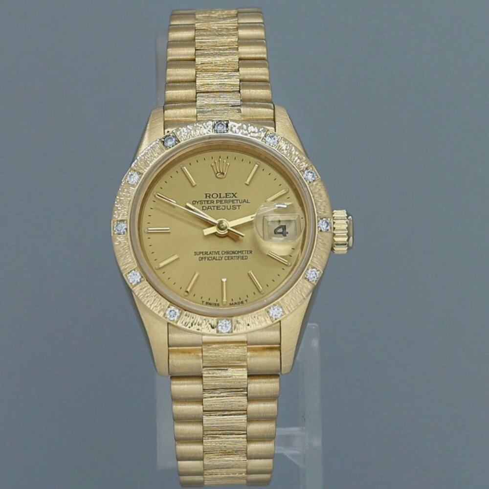 Ladies Rolex 26mm Diamond Datejust President Band Watch With BOX